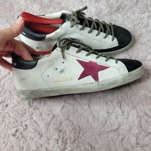 Golden Goose White and Black Sneakers